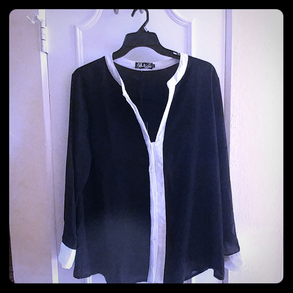 Be Lush black and white blouse